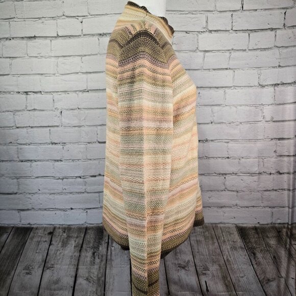 WOMENS EARTHY STRIPED SWEATER LIZ CLAIBORNE MOCK TURTLENECK SIZE LARGE - Picture 2 of 6